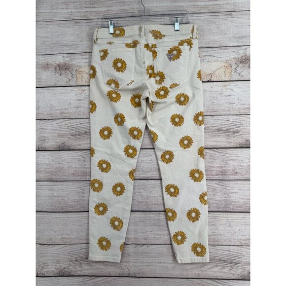Guess 30th Anniversary Sunflower Print‎ Jeans Women's Size 30 White NEW - Picture 2 of 15